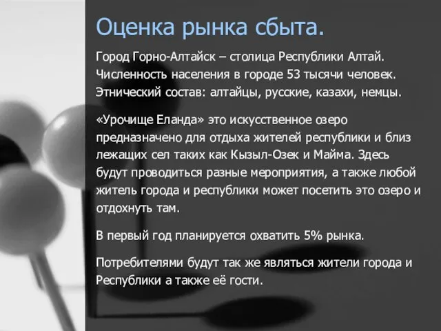 Оценка рынка сбыта. Город Горно-Алтайск – столица Республики Алтай. Численность населения