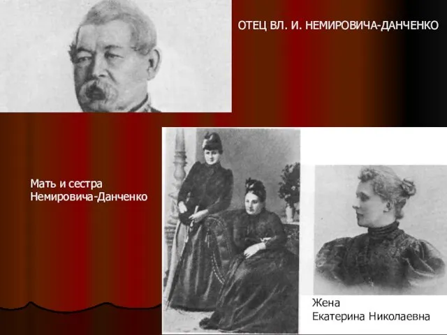 ОТЕЦ ВЛ. И. НЕМИРОВИЧА-ДАНЧЕНКО Мать и сестра Немировича-Данченко Жена Екатерина Николаевна