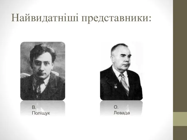 Найвидатніші представники: В. Поліщук О. Левада