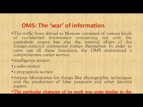 OMS: The ‘war’ of information The traffic from abroad to Moscow