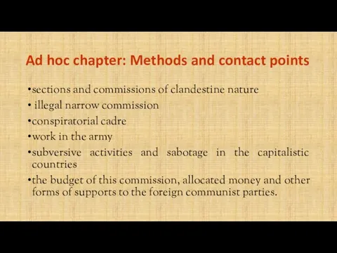 Ad hoc chapter: Methods and contact points sections and commissions of