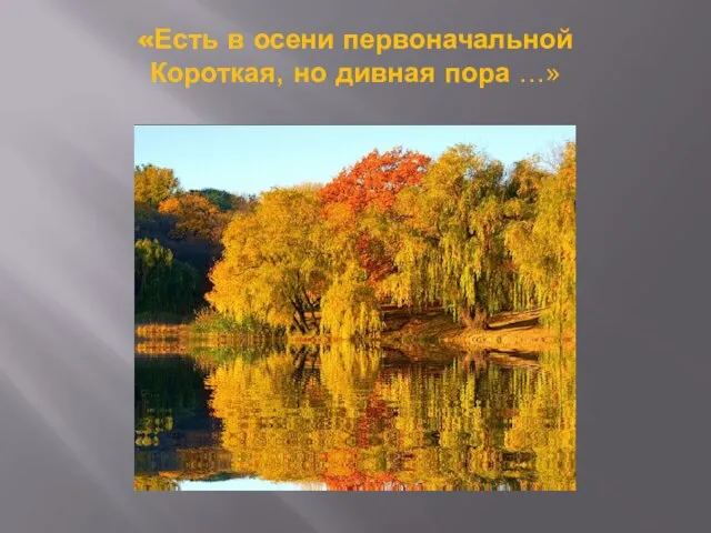 «Есть в осени первоначальной Короткая, но дивная пора …»