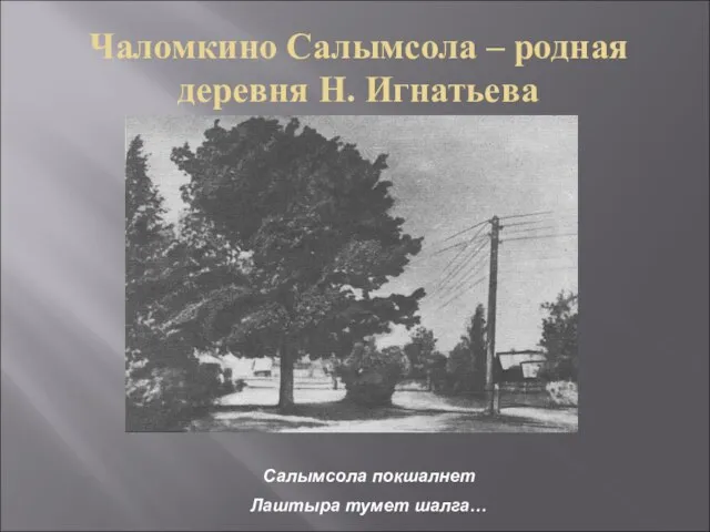 Чаломкино Салымсола – родная деревня Н. Игнатьева Салымсола покшалнет Лаштыра тумет шалга…