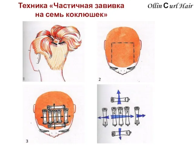 Ollin Сurl Hair Техника «Частичная завивка на семь коклюшек»