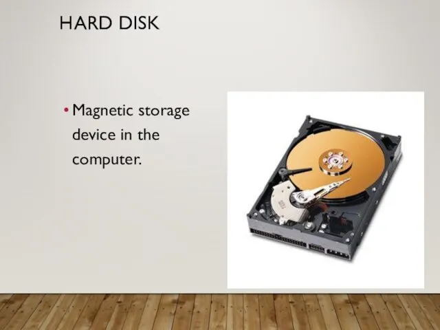 HARD DISK Magnetic storage device in the computer.