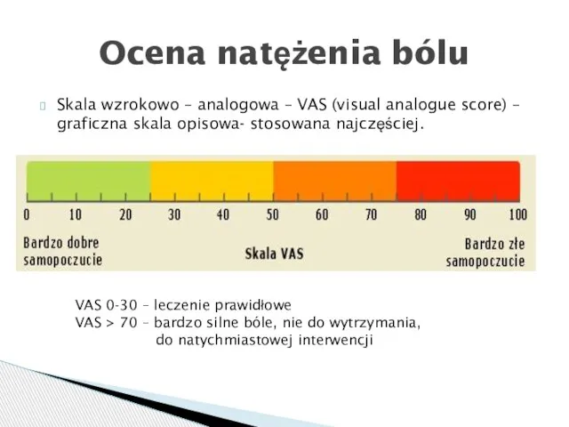 Skala wzrokowo – analogowa – VAS (visual analogue score) – graficzna