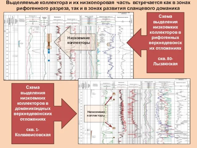 Выделяемые коллектора и их низкопоровая часть встречается как в зонах рифогенного