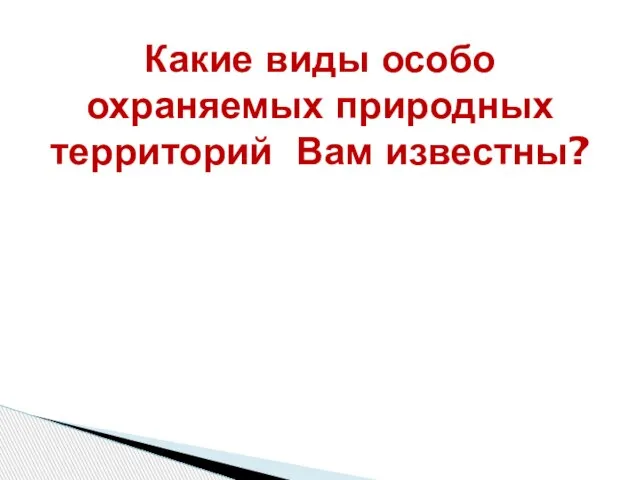 Какие виды особо охраняемых природных территорий Вам известны?