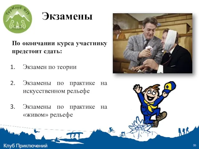 Экзамены По окончании курса участнику предстоит сдать: Экзамен по теории Экзамены