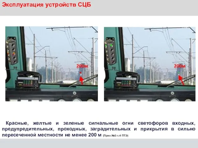 Эксплуатация устройств СЦБ Красные, желтые и зеленые сигнальные огни светофоров входных,