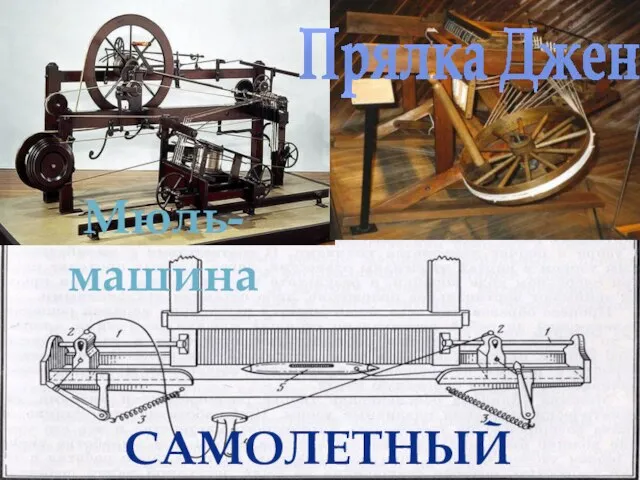 САМОЛЕТНЫЙ ЧЕЛНОК Мюль-машина Прялка Дженни