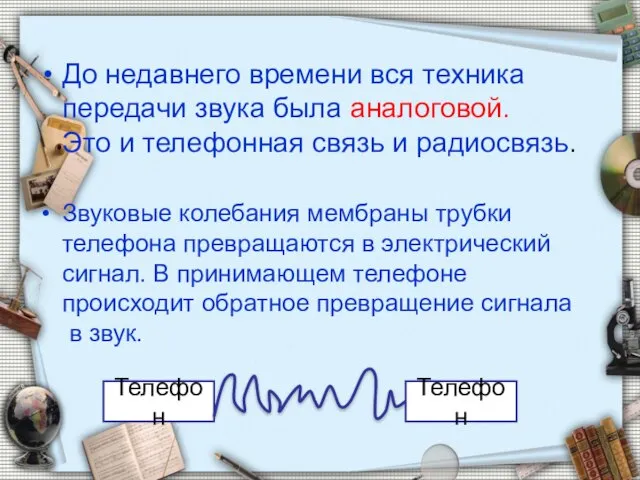 До недавнего времени вся техника передачи звука была аналоговой. Это и