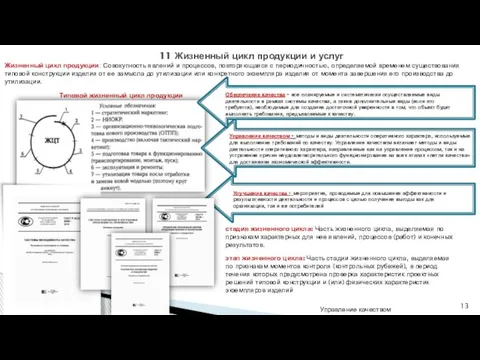 Управление качеством 11 Жизненный цикл продукции и услуг Типовой жизненный цикл