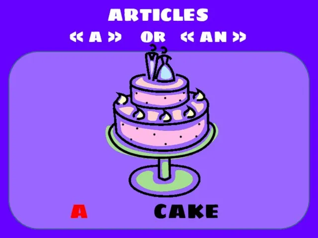 cake ARTICLES « a » or « an » a