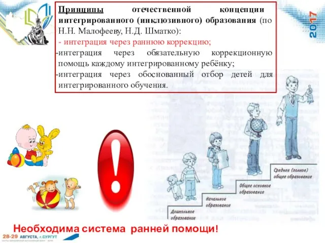 Необходима система ранней помощи! Принципы отечественной концепции интегрированного (инклюзивного) образования (по