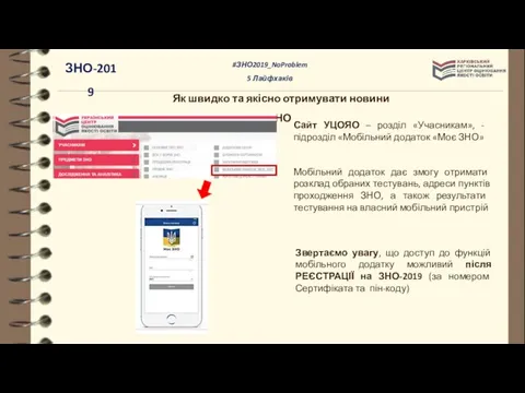 Як швидко та якісно отримувати новини ЗНО Сайт УЦОЯО – розділ