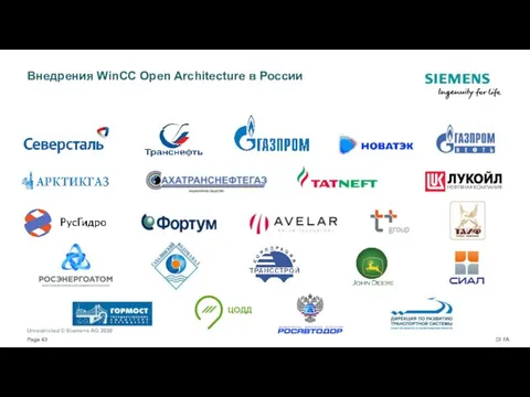 Внедрения WinCC Open Architecture в России