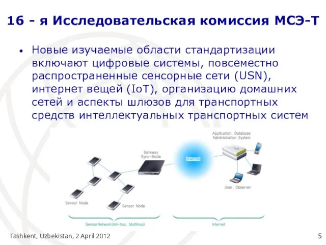 Tashkent, Uzbekistan, 2 April 2012 16 - я Исследовательская комиссия МСЭ-Т