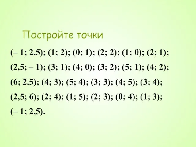 Постройте точки (– 1; 2,5); (1; 2); (0; 1); (2; 2);