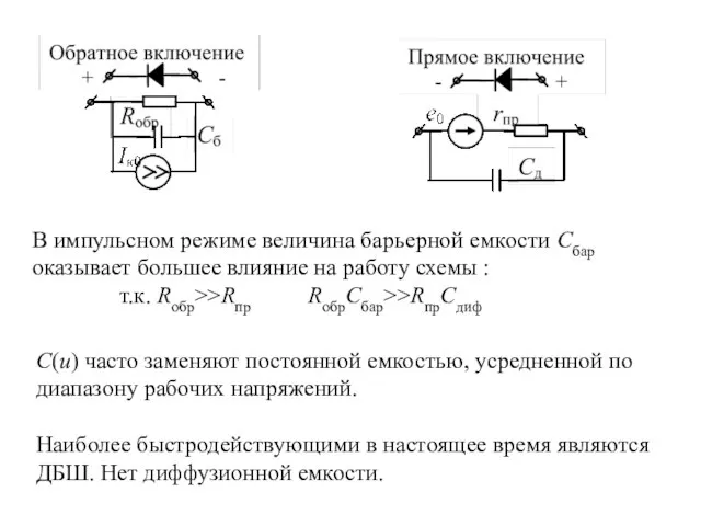 С(u) часто заменяют постоянной емкостью, усредненной по диапазону рабочих напряжений. Наиболее