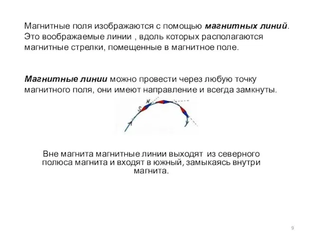 Магнитные поля изображаются с помощью магнитных линий. Это воображаемые линии ,