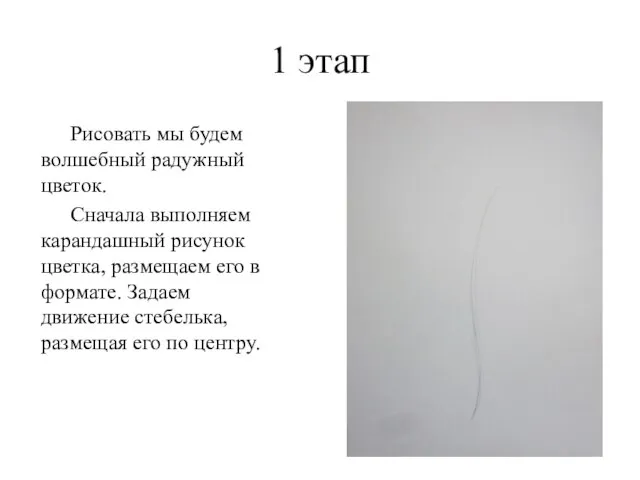 1 этап Рисовать мы будем волшебный радужный цветок. Сначала выполняем карандашный