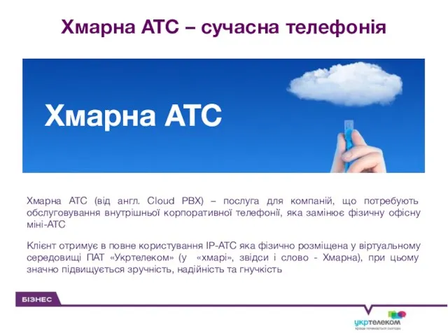 Хмарна АТС – сучасна телефонія Хмарна АТС (від англ. Cloud PBX)