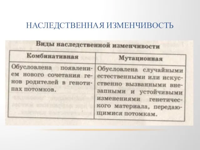 НАСЛЕДСТВЕННАЯ ИЗМЕНЧИВОСТЬ