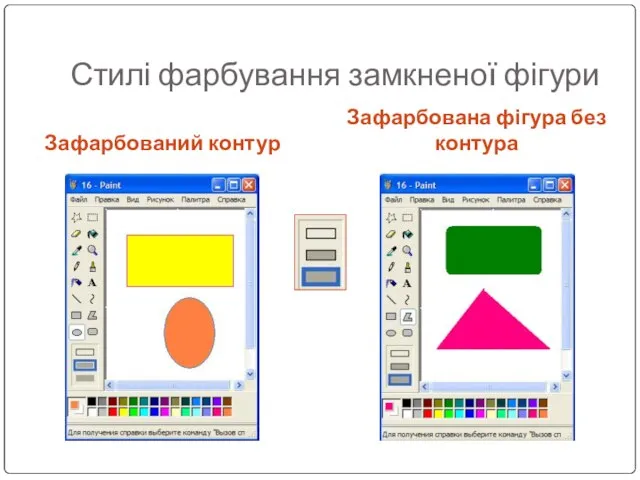 Зафарбований контур Зафарбована фігура без контура Стилі фарбування замкненої фігури