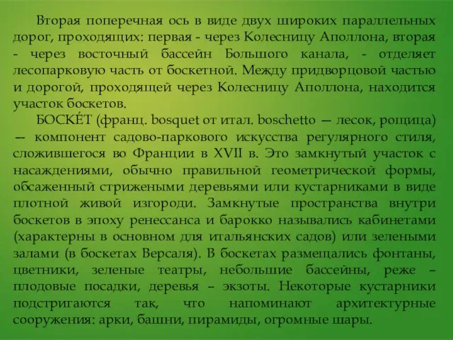 Вторая поперечная ось в виде двух широких параллельных дорог, проходящих: первая