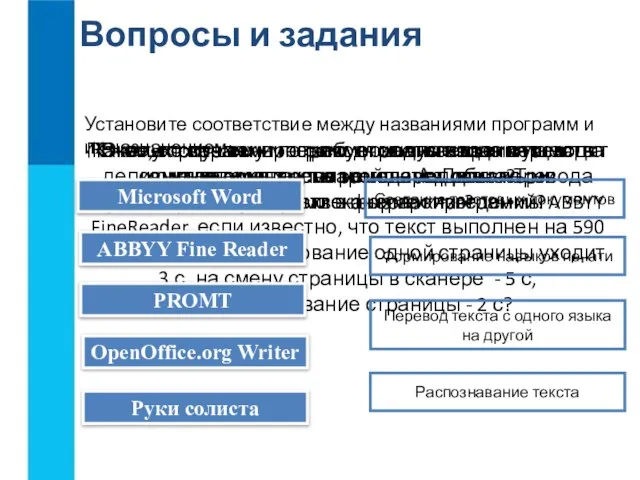 Вопросы и задания В каких случаях программы распознавания текста экономят время