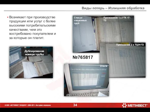 Виды потерь – Излишняя обработка №765817 Возникает при производстве продукции или