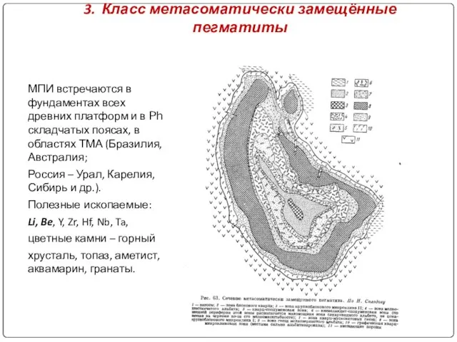 3. Класс метасоматически замещённые пегматиты МПИ встречаются в фундаментах всех древних