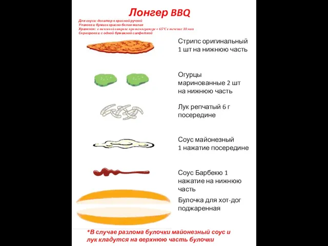 Лонгер BBQ Для соуса: дозатор в красной ручкой Упаковка: бумага красно-белая