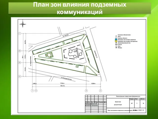 План зон влияния подземных коммуникаций