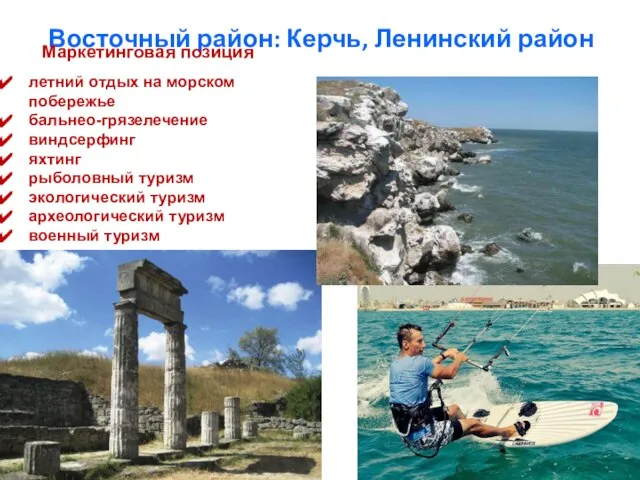 Восточный район: Керчь, Ленинский район Маркетинговая позиция летний отдых на морском