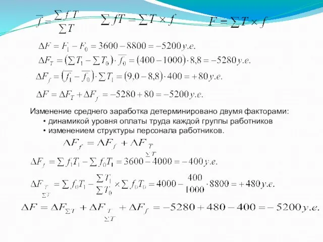 Изменение среднего заработка детерминировано двумя факторами: динамикой уровня оплаты труда каждой