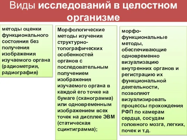 Виды исследований в целостном организме методы оценки функционального состояния без получения