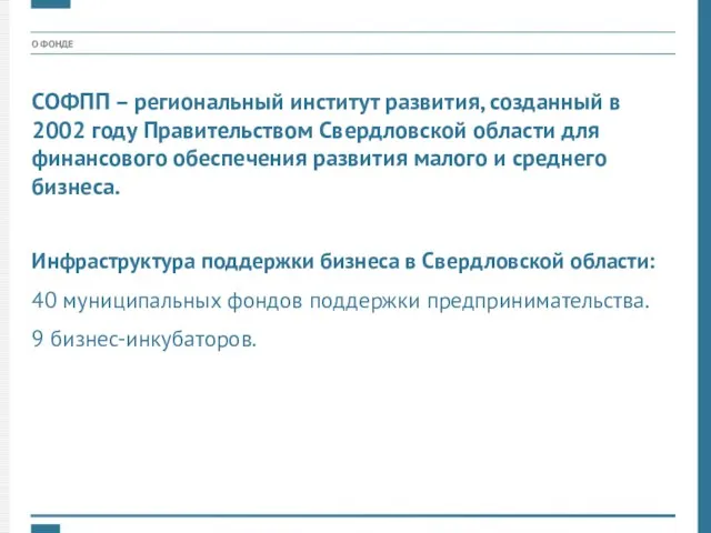 О ФОНДЕ СОФПП – региональный институт развития, созданный в 2002 году