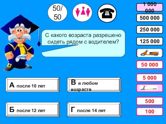 С какого возраста разрешено сидеть рядом с водителем? 1 000 000