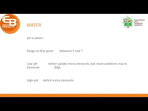 WATER pH in water: Range at drip point: between 5 and