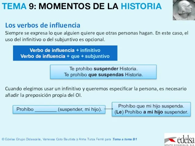 Te prohíbo suspender Historia. Te prohíbo que suspendas Historia. Los verbos