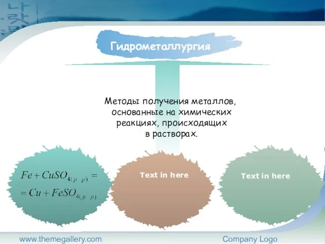 www.themegallery.com Company Logo Методы получения металлов, основанные на химических реакциях, происходящих