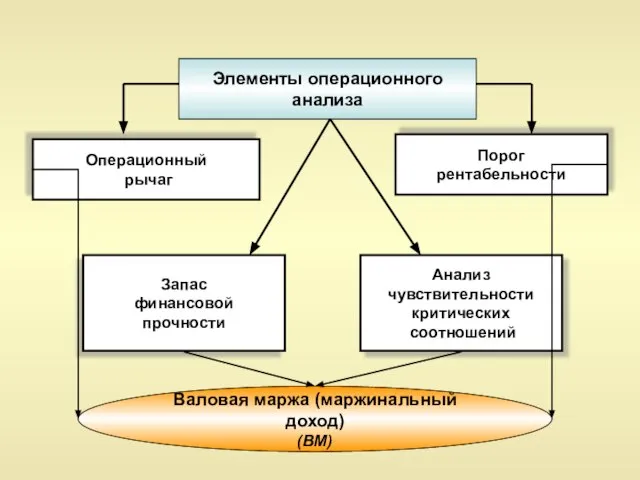 Элементы операционного анализа Операционный рычаг Запас финансовой прочности Порог рентабельности Анализ