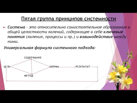 Пятая группа принципов системности Система – это относительно самостоятельное образование в