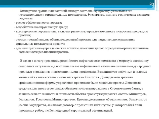 Экспертная группа или частный эксперт дают оценку проекту, указывают его положительные