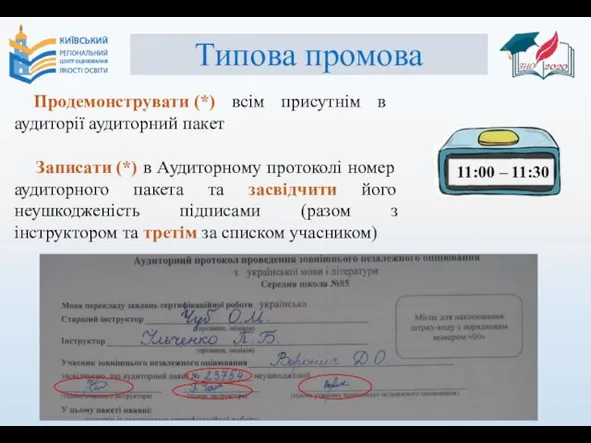 11:00 – 11:30 Типова промова Продемонструвати (*) всім присутнім в аудиторії