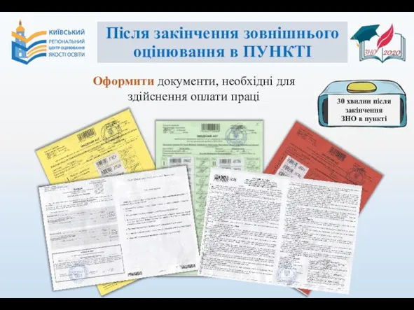 Після закінчення зовнішнього оцінювання в ПУНКТІ Оформити документи, необхідні для здійснення