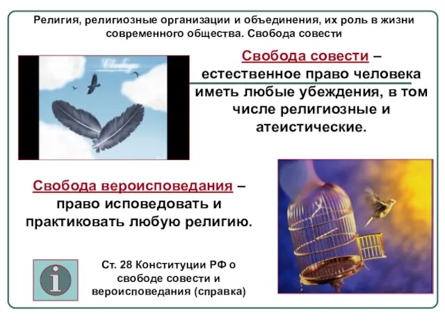 Религия, религиозные организации и объединения, их роль в жизни современного общества.