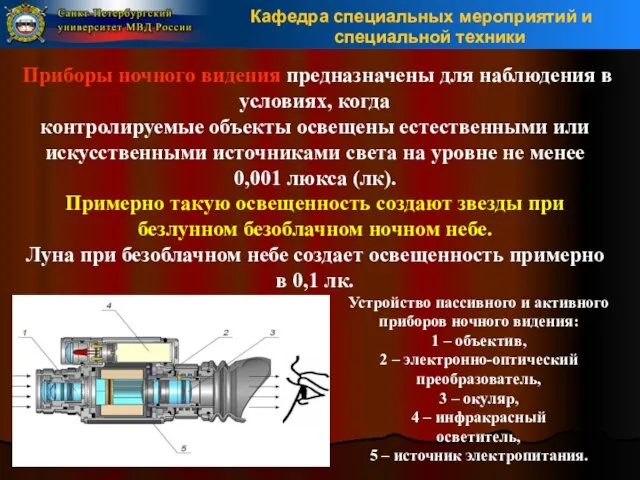 Приборы ночного видения предназначены для наблюдения в условиях, когда контролируемые объекты